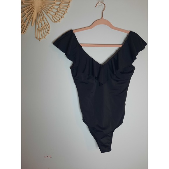 other Other - Women's Sz 10 Black Ruffled Swimsuit,‎ One-Piece, Full Coverage, Summer, Tanning